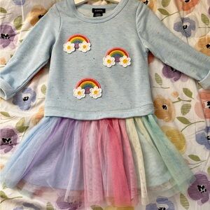 Zunie Light Blue Knit Dress with Confetti Dots